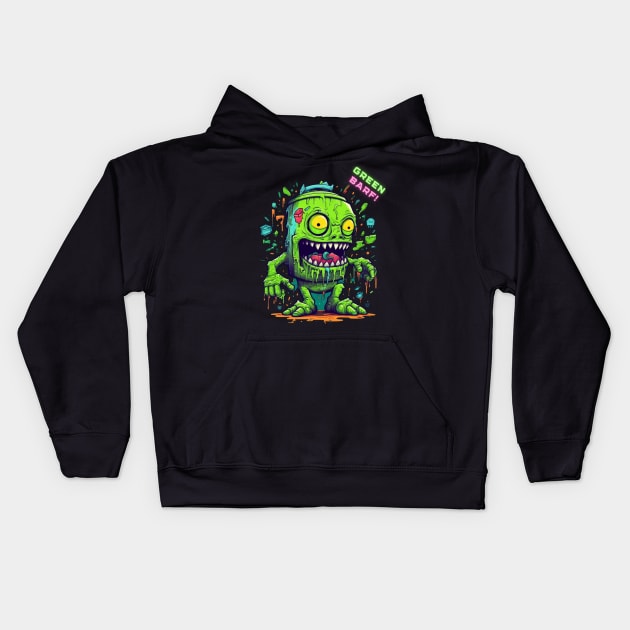 Black Perfection: Unleash Your Style with our Unique Black Kids Hoodie by Green Barf!